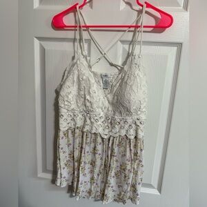 White Lace Floral Strappy Tank - Rue 21